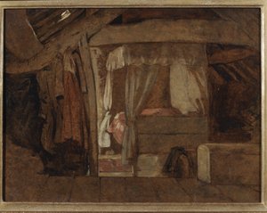 屋根裏部屋のベッド 作： John Linnell
